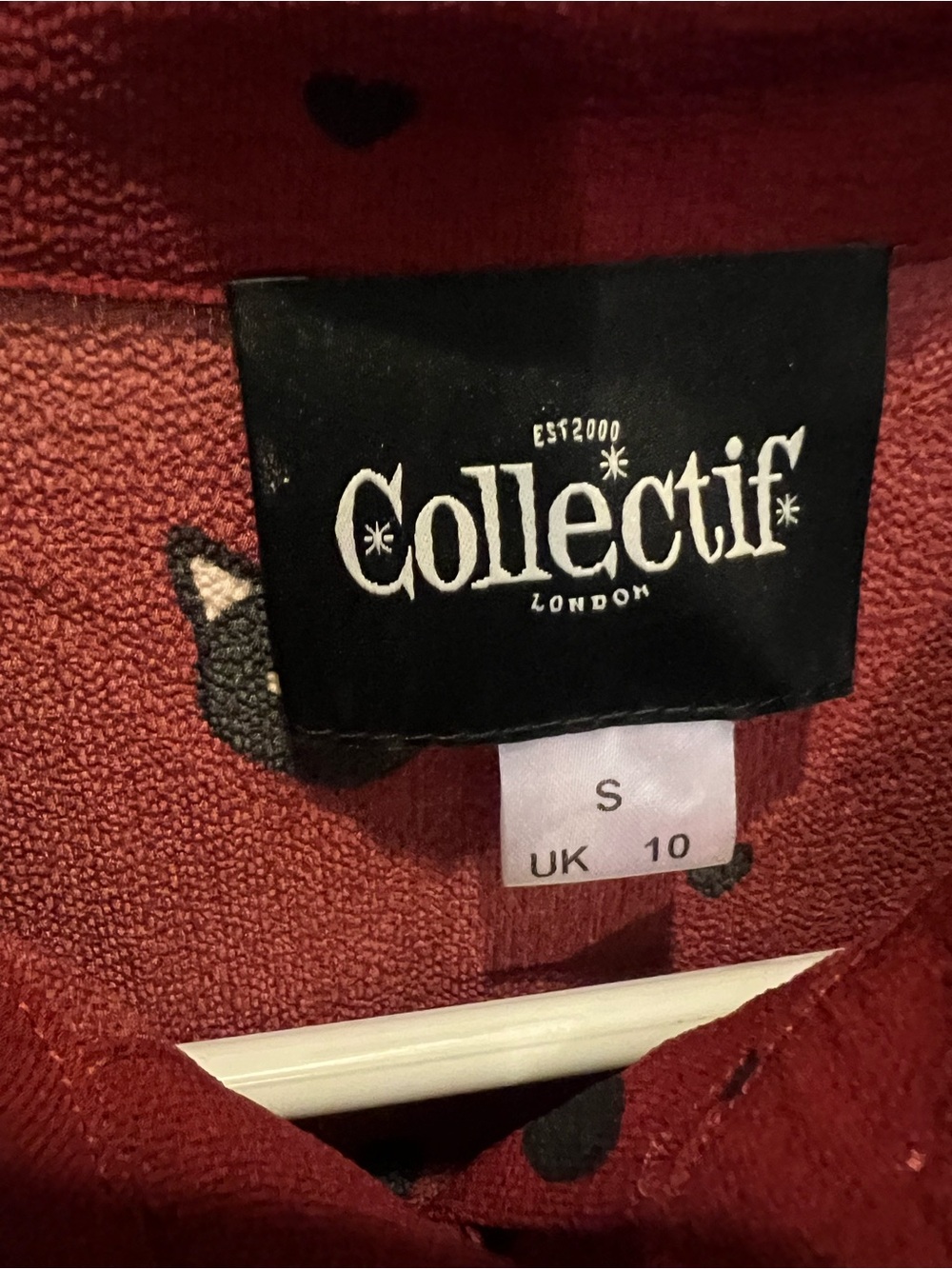 Collectif Red Dress with Black Cat Accents